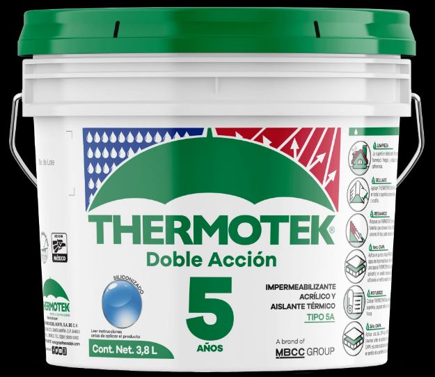 Imagen de 017826 IMPERMEABILIZANTE DOBLE ACCION BCO 5 AÑOS 3.8 LTS THERMOTEK