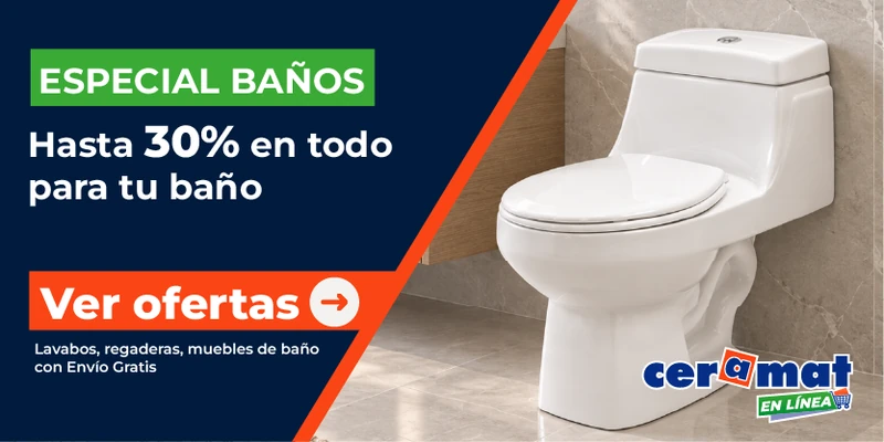 Especial baños en Ceramat: hasta 30% en lavabos, regaderas y muebles de baño