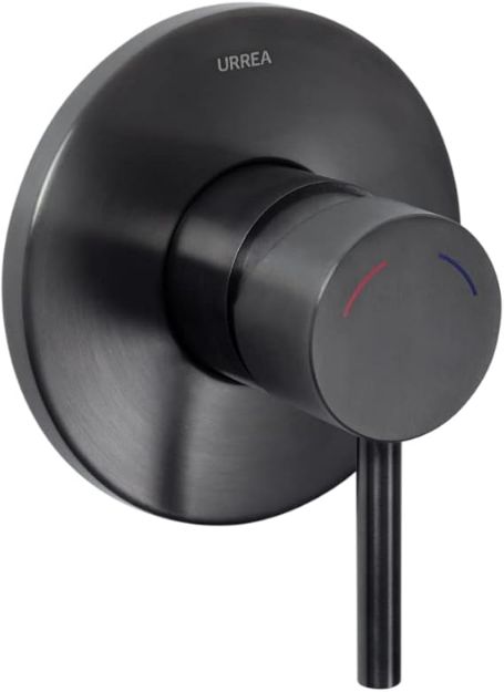 Imagen de 019128 MONOMANDO SENCILLO P/REG Y TINA 9037INOX.2 NEGRO INOX URREA